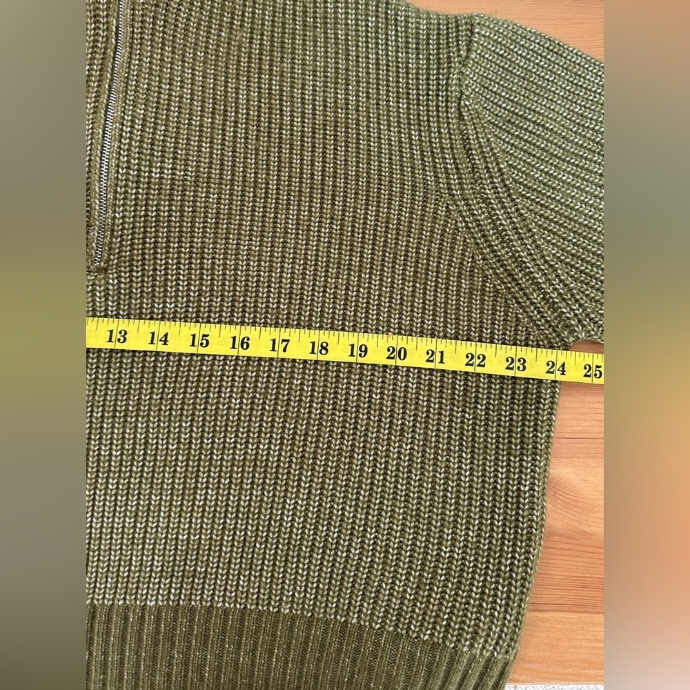 Jessica Simpson | Olive Green Half Zip Rib Knit Cropped Sweater Size XL - Picture 7 of 9